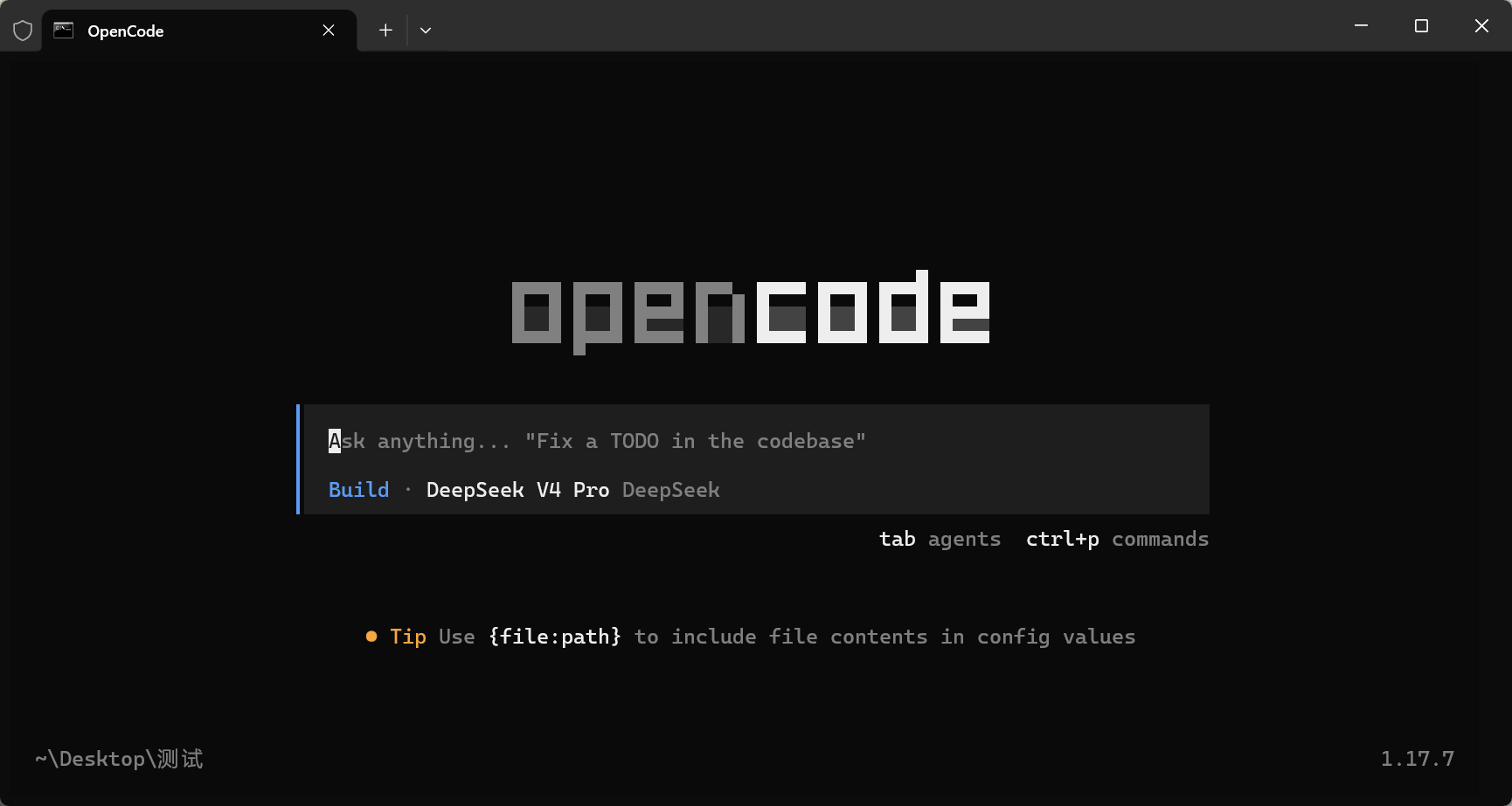 打开 OpenCode CLI