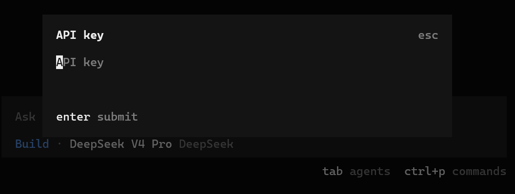 输入 OpenCode API Key